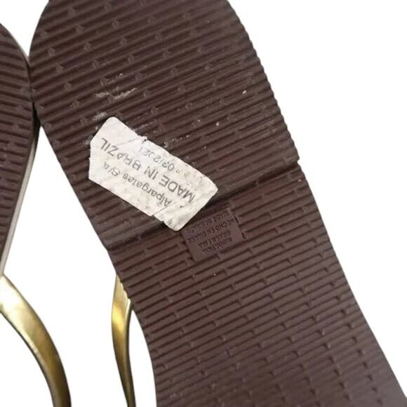 Havaianas Shoes Womens 9.5 Sandals Flip Flop Casual Fashion Gold Metallic Slim - Picture 8 of 15